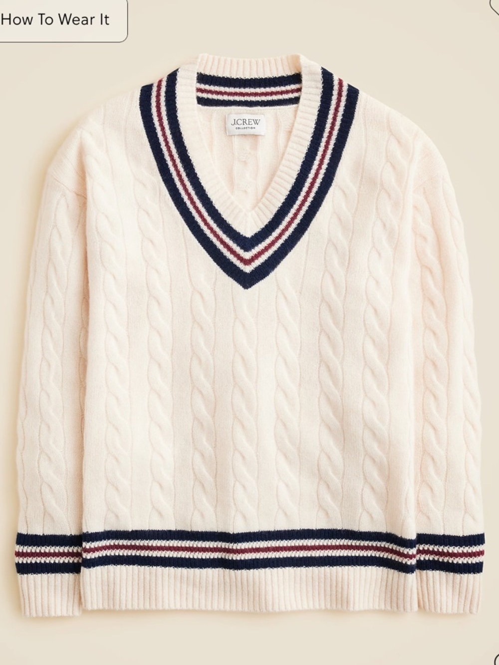 J Crew Cashmere cable-knit cricket sweater - Picture 2 of 3